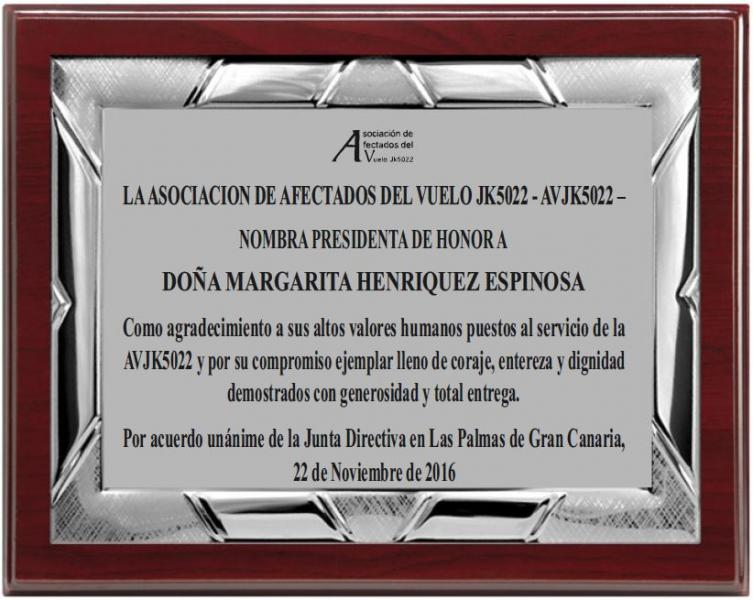 Placa para Margarita Henríquez